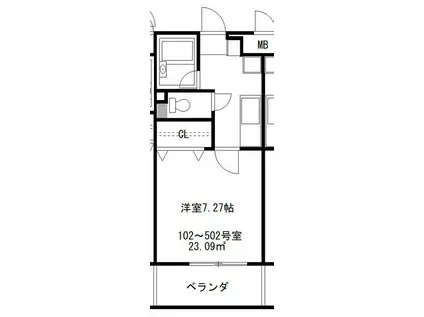 プランドール相模大野(1K/3階)の間取り写真
