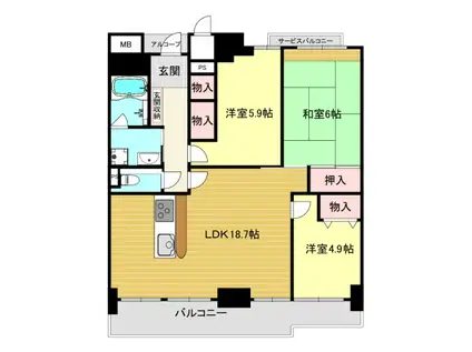 ラピタス31西宮(3LDK/26階)の間取り写真