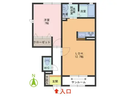 ノースアベニュー(1LDK/1階)の間取り写真