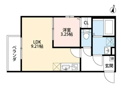 エスハウス北野田(1LDK/3階)の間取り写真