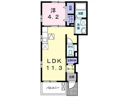アベニール(1LDK/1階)の間取り写真