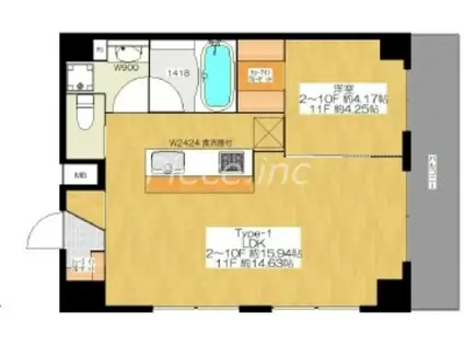 BRAVE天満橋(1LDK/7階)の間取り写真