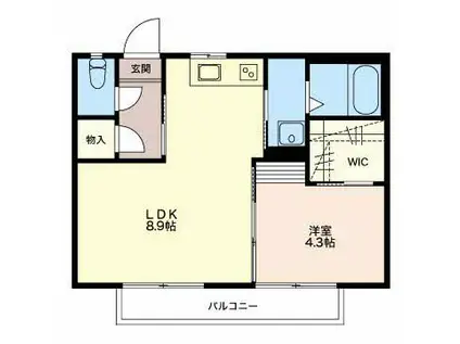 グリーンタウン高師G(1LDK/2階)の間取り写真