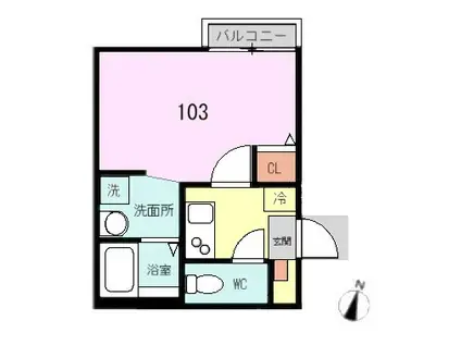 カーサ フェルマータ(1K/1階)の間取り写真