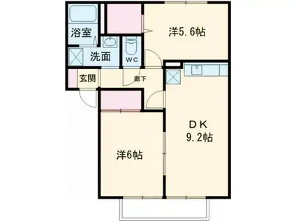 コンフォートパルA(2DK/2階)の間取り写真