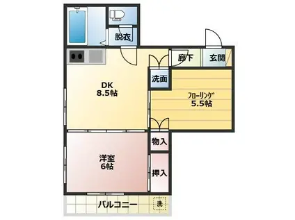 第五泉ビル(2DK/7階)の間取り写真