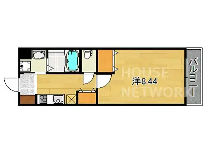 ペルージュ油小路(1K/4階)の間取り写真