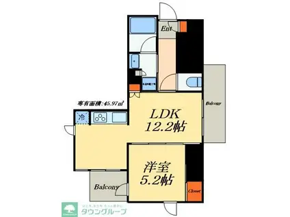 アトラス秋葉原CALMODE(1LDK/5階)の間取り写真