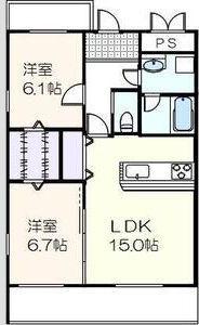 ロイヤルパークサイドヒルズ(2LDK/2階)の間取り写真