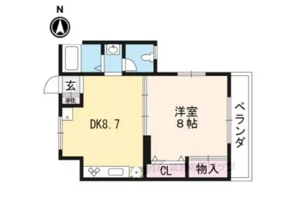 グランミュゼ北野(1DK/4階)の間取り写真