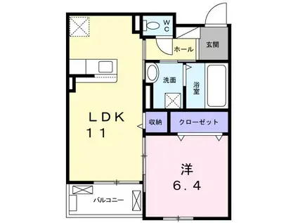 ゼクシー 桜ケ丘A棟(1LDK/3階)の間取り写真