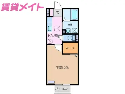 オランジュベール利平治A棟(1K/1階)の間取り写真