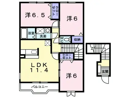 エスポワール2番館(3LDK/2階)の間取り写真