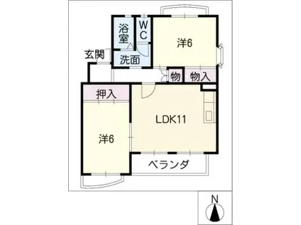 パル京町(2LDK/3階)の間取り写真