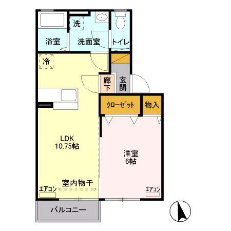 ボルテージ(1LDK/2階)の間取り写真