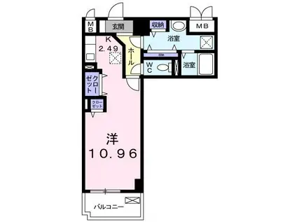 クラール和光(ワンルーム/1階)の間取り写真