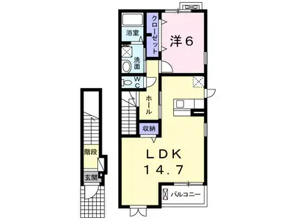 マウントック・ストーク(1LDK/2階)の間取り写真