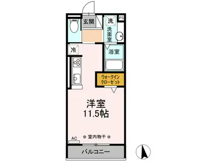 D-ROOM ノース B(ワンルーム/2階)の間取り写真