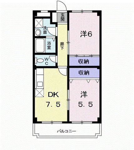 クリスタルパレス(2DK/3階)の間取り写真