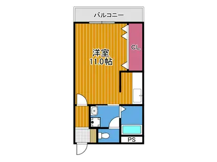 コーポ祐村(ワンルーム/2階)の間取り写真