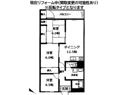 草戸グランドハイツ(3LDK/1階)の間取り写真