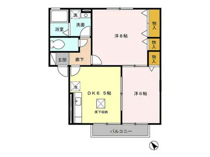 ロジュマンアンソレイエB(2DK/1階)の間取り写真