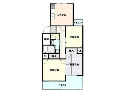 茨木上穂積5棟(3DK/5階)の間取り写真