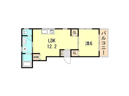 五位ノ池アパート(1LDK/1階)の間取り写真