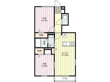 ル・ヴァンヴェールB(2LDK/1階)の間取り写真