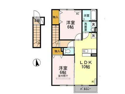 メゾンクレール(2LDK/2階)の間取り写真