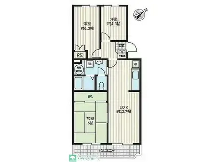 藤和入間コープ(3LDK/4階)の間取り写真