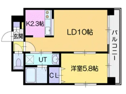 ヒルズガーデン新札幌(1LDK/3階)の間取り写真