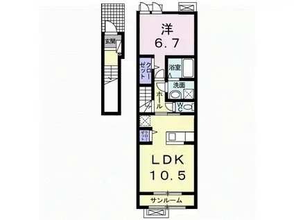 ルミエール・K-II(1LDK/2階)の間取り写真