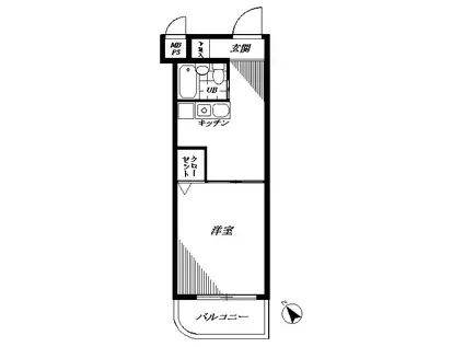 パーソネージュ氷川台(1DK/2階)の間取り写真