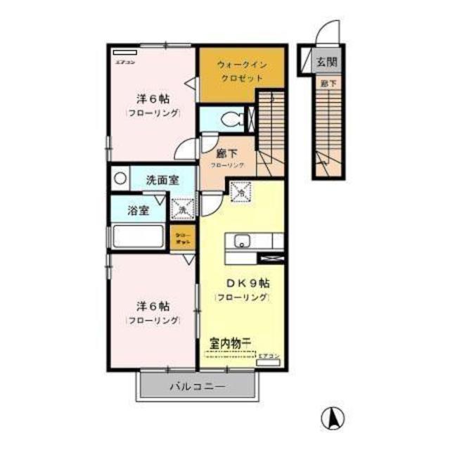 センターヒルズ弐番館(2DK/2階)の間取り写真