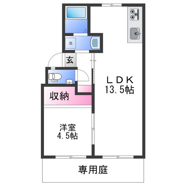 プレジール津森(1LDK/2階)の間取り写真