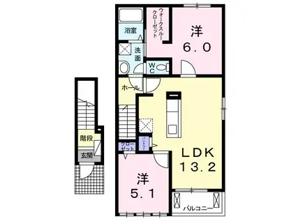 イリーデ(2LDK/2階)の間取り写真