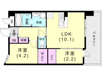 GENOVIA神戸新開地駅前(1SLDK/5階)の間取り写真