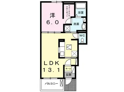 ル・レーヴ大里(1LDK/1階)の間取り写真