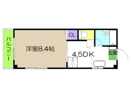 リブハイツ(1DK/2階)の間取り写真