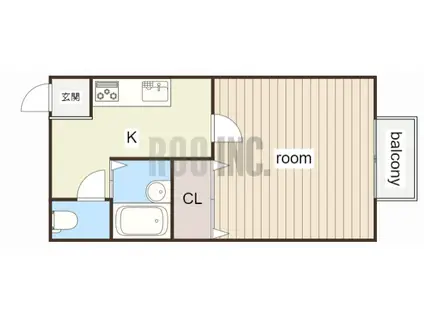 シャトーブルー(1K/2階)の間取り写真