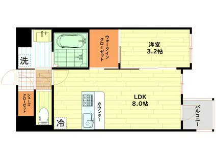 セレ二テ東梅田アリエ(1LDK/10階)の間取り写真