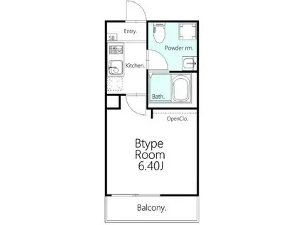 SOLANA鴻巣加美(1K/1階)の間取り写真