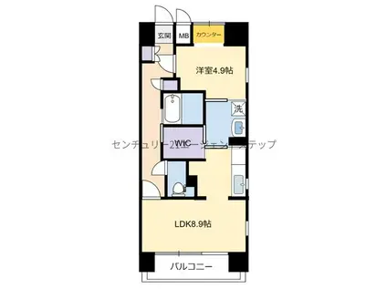 宮崎ミッドタウン・サウスタワー(1LDK/4階)の間取り写真