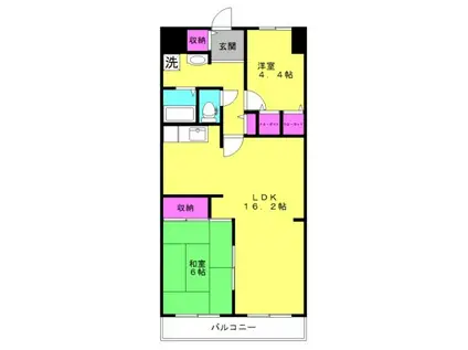 明石土山駅前スカイハイツB棟(2LDK/5階)の間取り写真