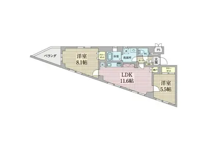 SWEET WATER(2LDK/2階)の間取り写真