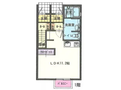 エステート柳原町A(ワンルーム/1階)の間取り写真