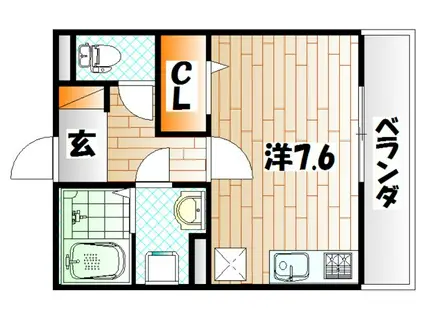 トレス城野館(ワンルーム/2階)の間取り写真