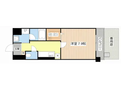 ブルーム・メゾン南草津(1K/1階)の間取り写真