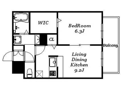 サージュB棟(1LDK/2階)の間取り写真